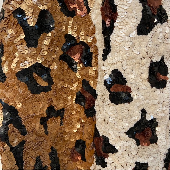 VINTAGE JUST FABULOUS SEQUIN LEOPARD ANIMAL PRINT SILK CAMP GLAM 80s VEST - Picture 7 of 16